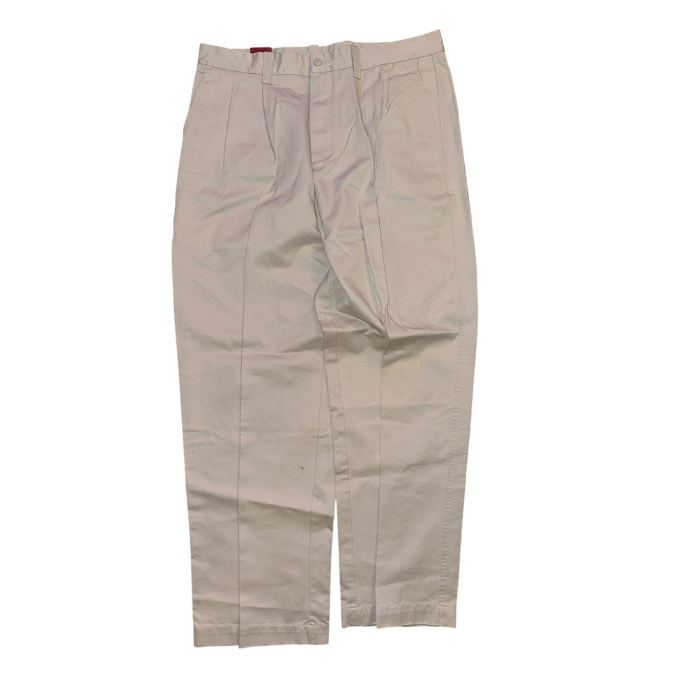 Arizona Jean Company Premium Khaki Pants Mens 34x30 Stone Pleated Cotton New